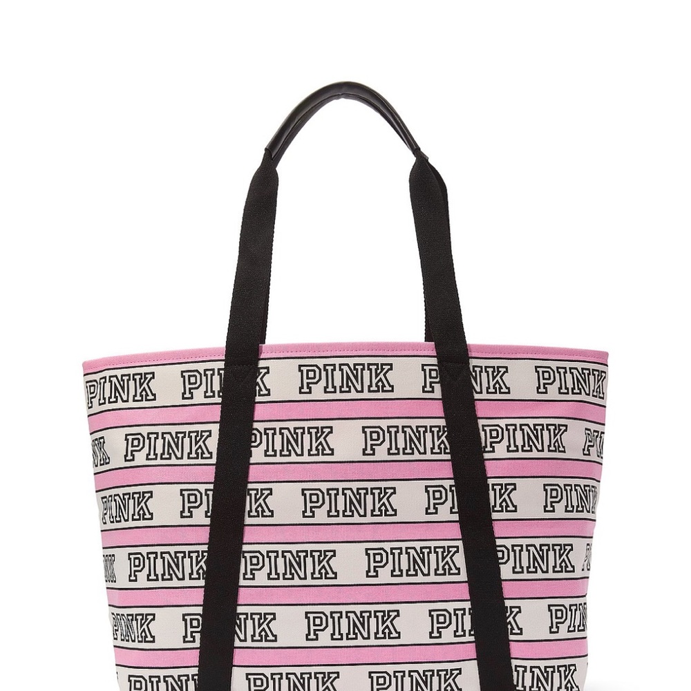 NWT Victoria's Secret PINK Logo Tote Black / Pink - Picture 2 of 3
